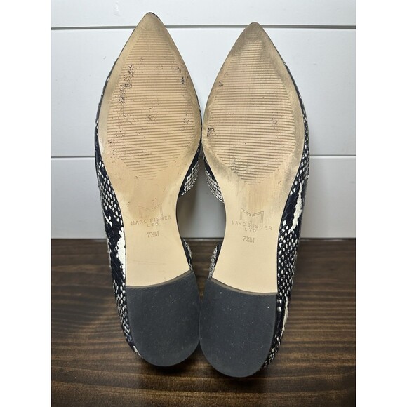 Marc Fisher Snakeskin‎ Animal Print Pointed Toe Flats Shoes Women's 7.5 - Picture 10 of 11